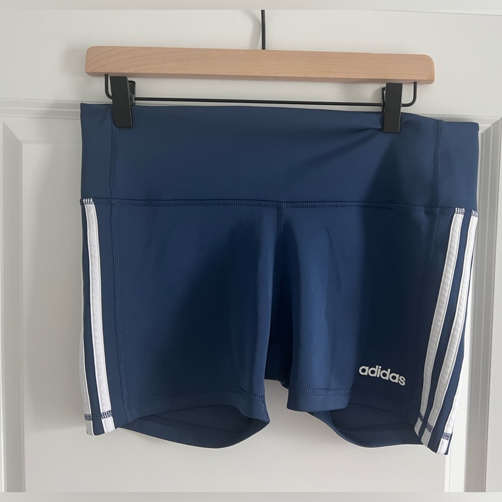 Adidas Blue and White Athletic Shorts with Compression Fit